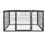 Hondenkennel 4 panelen 100x50 cm gepoedercoat staal zwart, Dieren en Toebehoren, Nieuw, Verzenden