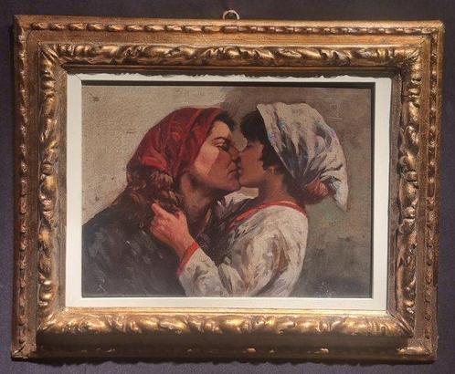 Italiaanse school (XX) - Il bacio, Antiek en Kunst, Kunst | Schilderijen | Klassiek