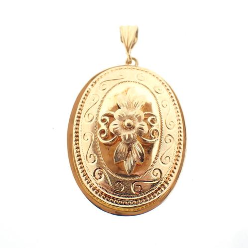 18 Krt. Vintage gouden grote hanger met bloem, Sieraden, Tassen en Uiterlijk, Bedels, Gebruikt, Overige merken, Goud, Ophalen of Verzenden