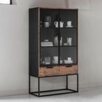 *WOONWINKEL* Vitrinekast Industrieel Teak No. 1, Verzenden, Nieuw