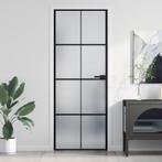 vidaXL Binnendeur smal 76x201,5 cm gehard glas en aluminium, Doe-het-zelf en Verbouw, Deuren en Horren, Verzenden, Nieuw