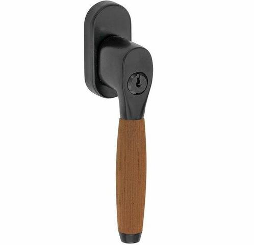SKG2 Draaikiepgarnituur afsluitbaar Ton teak/ovaal mat zwart, Doe-het-zelf en Verbouw, Hang- en Sluitwerk, Nieuw, Ophalen of Verzenden