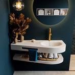 MONDIAZ RIVA 120cm Wastafel met planchet kleur Talc., Doe-het-zelf en Verbouw, Sanitair, Ophalen of Verzenden, Nieuw, Bad
