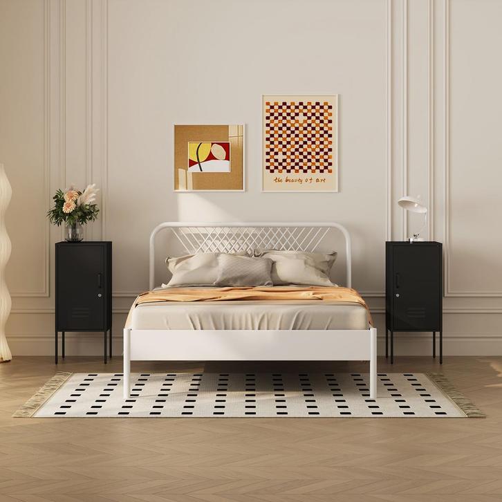 Nachtkastje Hausjärvi 2-delige set zwart [en.casa], Huis en Inrichting, Kasten | Dressoirs, Verzenden