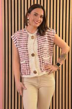 Gilet gebreid met knopen beige roze, Kleding | Dames, Overige Dameskleding, Ophalen of Verzenden, Nieuw