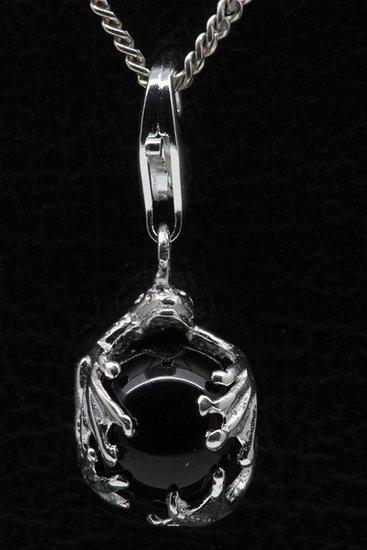 Zilveren Kikker op onyx bal hanger en/of bedel, Sieraden, Tassen en Uiterlijk, Bedels, Verzenden