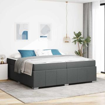 vidaXL Bedframe met matras Donkergrijs 200 x 200 cm Stof beschikbaar voor biedingen