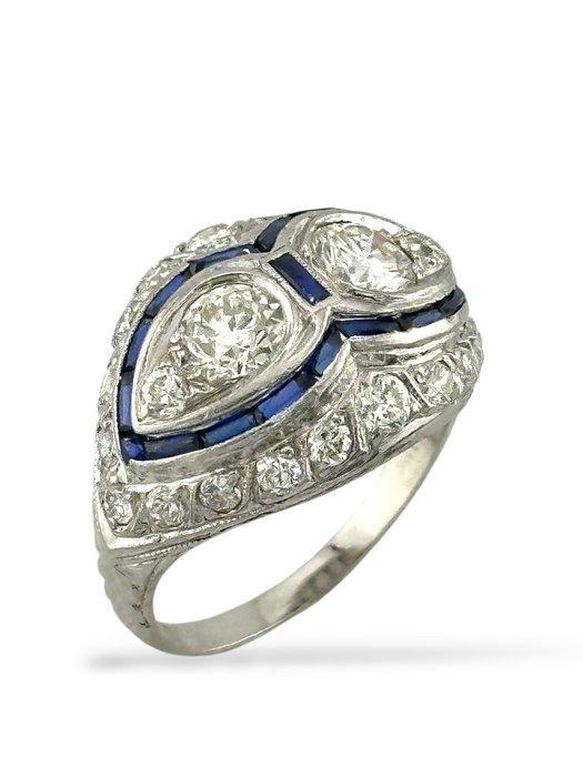 Ring Platina, Platina Art Deco-ring met grote diamanten en, Sieraden, Tassen en Uiterlijk, Ringen