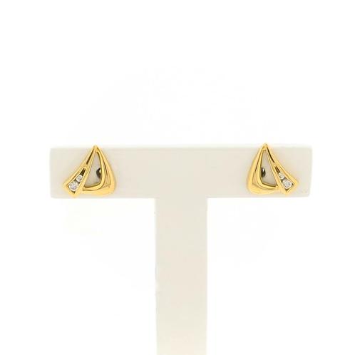 Gouden oorstekers met zirconia (oorbellen, geelgoud, dames), Sieraden, Tassen en Uiterlijk, Oorbellen, Overige kleuren, Gebruikt
