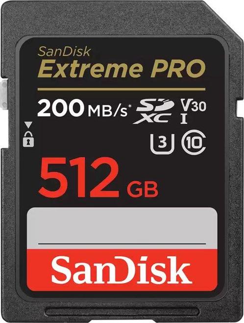 SanDisk Extreme Pro - SDXC - 512GB - 200/90 mb/s - V30, Audio, Tv en Foto, Fotografie | Geheugenkaarten, Nieuw, Verzenden