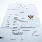 Gouden broche van een vlinder met diamant, robijn en saff..., Sieraden, Tassen en Uiterlijk, Broches, Gebruikt, Overige kleuren