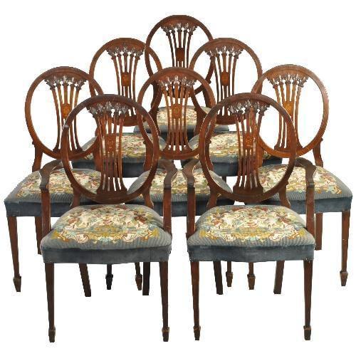 Stel van 8 Hepplewhite eetkamerstoelen ca 1890 Prijs incl h, Antiek en Kunst, Antiek | Meubels | Stoelen en Banken, Ophalen of Verzenden