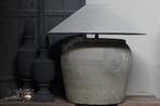 Chinese hoed lampenkap stonewashed light grey 60 cm, Huis en Inrichting, Lampen | Lampenkappen, Nieuw, Ophalen of Verzenden