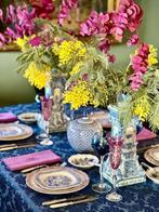 Tafelkleed voor grote tafels, blauw damast - Tafelkleed  -, Antiek en Kunst, Antiek | Meubels | Tafels