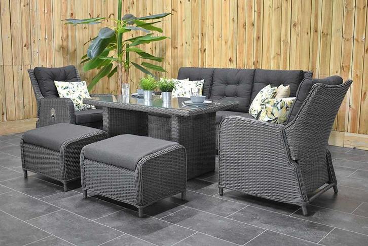 Madrid Verstelbare Loungeset 3 Zitsbank 2 Lounge SHOWROOMMOD, Tuin en Terras, Tuinsets en Loungesets, Bank, Eettafel, Hocker, Stoel
