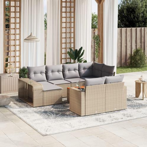 vidaXL 11-delige Tuinset met kussens poly rattan beige, Tuin en Terras, Tuinsets en Loungesets, Tuinset, Nieuw, Rotan, Verzenden