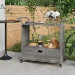 vidaXL Serveerwagen met lade 100x45x97 cm poly rattan grijs, Huis en Inrichting, Keuken | Keukenbenodigdheden, Verzenden, Nieuw