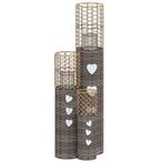 Kaarsenhouders Wicker Grijs - Set van 3 | retourdeal | 60..., Overige materialen, Nieuw, Ophalen of Verzenden, 75 cm of meer