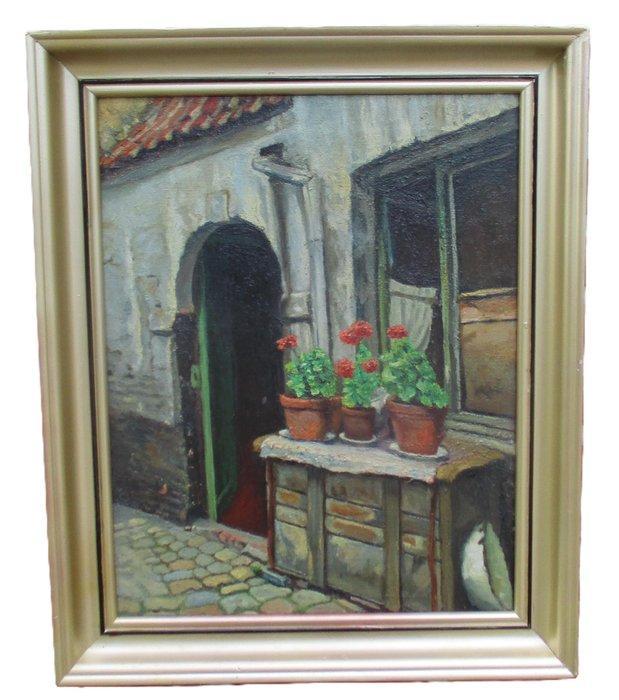 Vlaamse school (XX) - Oud huisje te Antwerpen, Antiek en Kunst, Kunst | Schilderijen | Klassiek