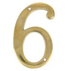 Huisnummer 6 Messing Ongelakt 100 mm, Huis en Inrichting, Woonaccessoires | Overige, Ophalen of Verzenden, Nieuw