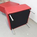 Design hocker / poef - rood leder (alleen per set), Ophalen of Verzenden, Nieuw