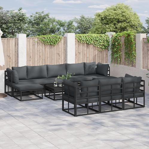 vidaXL Tuin Sofa Set met kussen met kussen 11 pcs Zwart 70 x, Tuin en Terras, Tuinsets en Loungesets, Nieuw, Aluminium, Verzenden