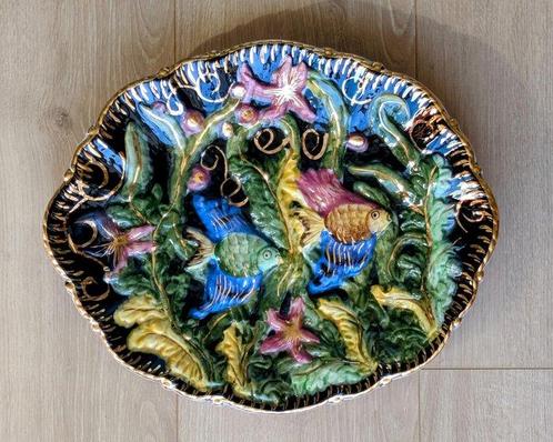 Decoratief dienblad - H. BEQUET Quaregnon - Plat en, Antiek en Kunst, Curiosa en Brocante