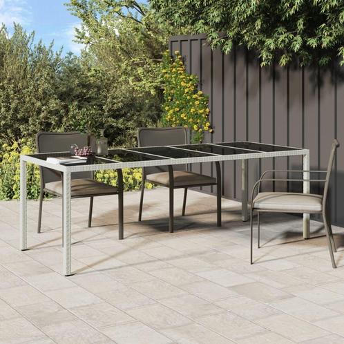 vidaXL Tuintafel 250x100x75 cm poly rattan en gehard glas, Tuin en Terras, Tuintafels, Nieuw, Verzenden