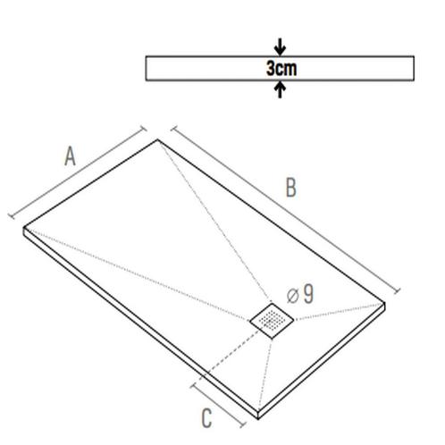 Douchebak Aquasplash Renovi 160x90x3 cm Composietsteen Mat, Doe-het-zelf en Verbouw, Sanitair, Ophalen of Verzenden