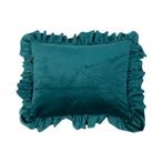 kussen fluweel rouche petrol 35x45cm, Huis en Inrichting, Woonaccessoires | Overige, Verzenden, Nieuw