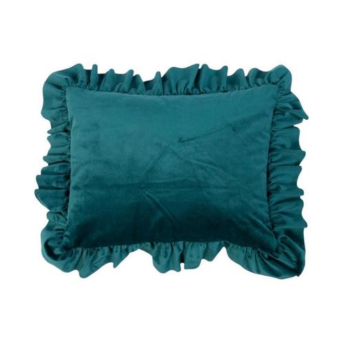 kussen fluweel rouche petrol 35x45cm, Huis en Inrichting, Woonaccessoires | Overige, Verzenden