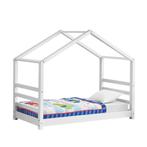 Kinderbed houten bed huisbed met bedbodem 80x160 wit, Nieuw, Verzenden
