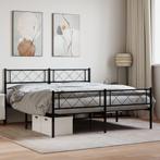 vidaXL Bedframe met voetbord zonder matras metaal zwart, Verzenden, Zwart, 200 cm, Metaal