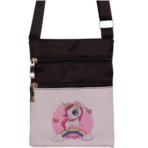 Schoudertasje zwart met eenhoorn en regenboog Its a girl!, Sieraden, Tassen en Uiterlijk, Tassen | Schoudertassen, Nieuw, Ophalen of Verzenden