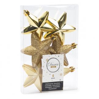 Ster kerst ornament | Decoris | 6 stuks (Goud), Diversen, Kerst, Nieuw, Verzenden