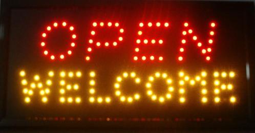 OPEN welkom lamp LED verlichting reclame bord lichtbak #E, Zakelijke goederen, Horeca | Meubilair en Inrichting, Verzenden