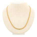 Gouden platte gourmetschakel ketting | 70,5 cm, Ophalen of Verzenden, Gebruikt, Overige kleuren, Goud