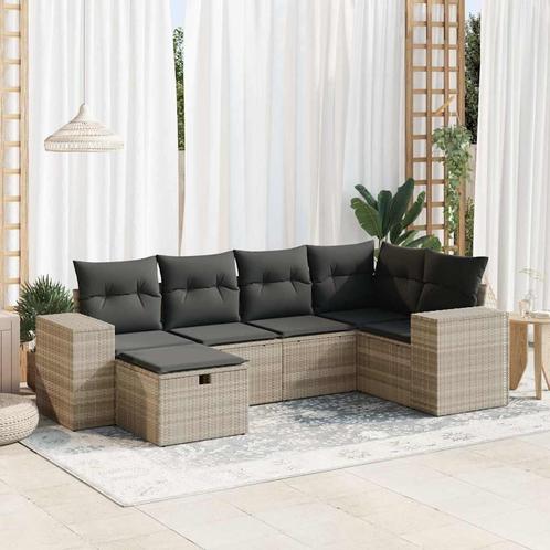 vidaXL 6-delige Loungeset met kussens poly rattan lichtgrijs, Tuin en Terras, Tuinsets en Loungesets, Loungeset, Nieuw, 6 zitplaatsen