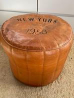 Poef - Leder - Pouffe van echt leer, Antiek en Kunst, Curiosa en Brocante
