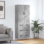vidaXL buffetkast 69,5x34x180 cm bewerkt hout betongrijs, Verzenden, Nieuw, 50 tot 100 cm, Minder dan 100 cm