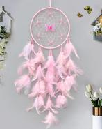 Roze vlinder kristallen dromenvanger - Kleur roze, Verzenden, Nieuw
