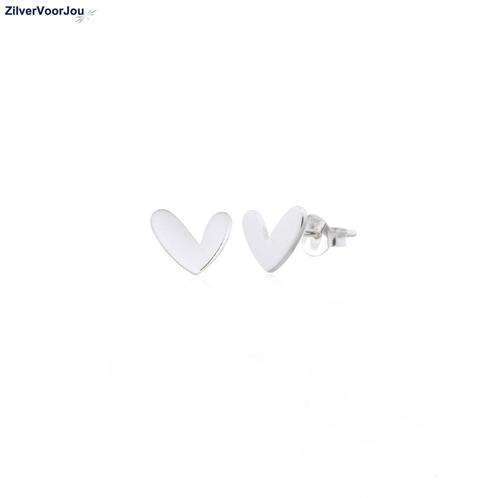 Zilveren design hartjes oorstekers, Sieraden, Tassen en Uiterlijk, Oorbellen, Nieuw, Verzenden