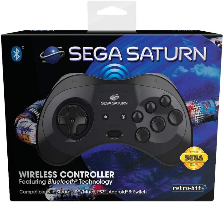 Retro-Bit Sega Saturn Bluetooth controller black, Spelcomputers en Games, Games | Pc, Verzenden