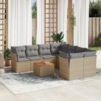 vidaXL 9-delige Loungeset met kussens poly rattan beige, Verzenden, Nieuw, Rotan, Loungeset