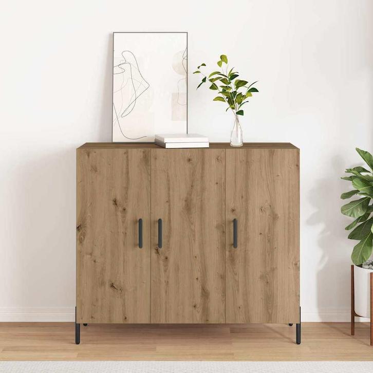 vidaXL Dressoir artisanaal eikenkleurig 90 x 34 x 80 cm, Huis en Inrichting, Kasten | Dressoirs, Nieuw, 50 tot 100 cm, Overige houtsoorten