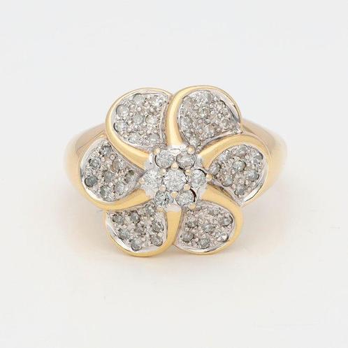 Ring - 14 karaat Geel goud Diamant (Natuurlijk), Sieraden, Tassen en Uiterlijk, Ringen
