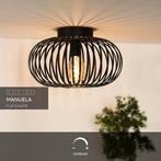 Lucide MANUELA - Plafonnière - Ø 39,5 cm - 1xE27 - Zwart, Huis en Inrichting, Verzenden, Zo goed als nieuw