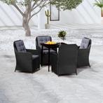 vidaXL 5-delige Tuinset zwart, 4 zitplaatsen, Nieuw, Tuinset, Verzenden