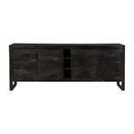 Dressoir Mangohout Kelvin 200 Zwart, Huis en Inrichting, Kasten | Dressoirs, Verzenden, Nieuw, 200 cm of meer, Industriële meubels