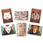 Knutselset - Tijger & Leeuw - 2 Kaarten - Stickers Plakken o, Hobby en Vrije tijd, Knutselen, Ophalen of Verzenden, Nieuw